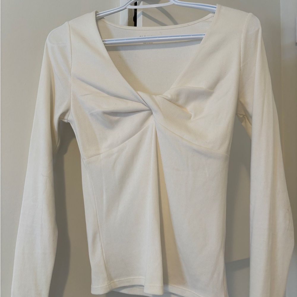 Old Navy Cream Twist-Front Blouse